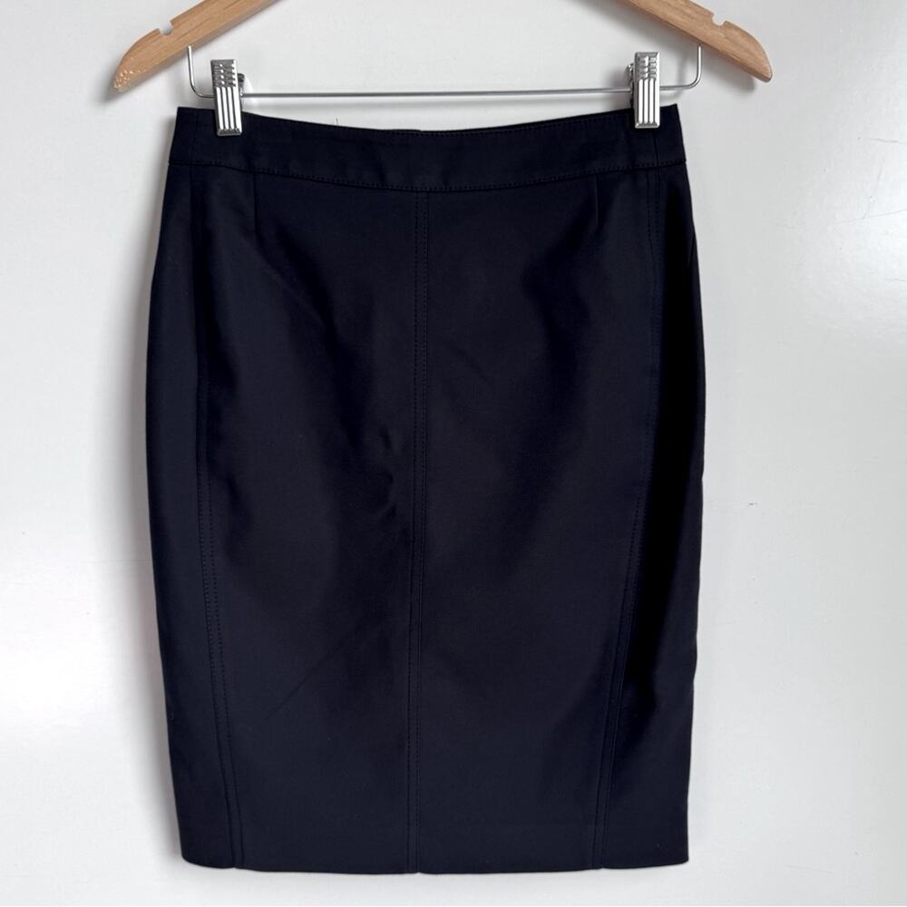 AKRIS PUNTO Navy Pencil Skirt Size 2 Officecore Work Business Cotton‎ Coquette